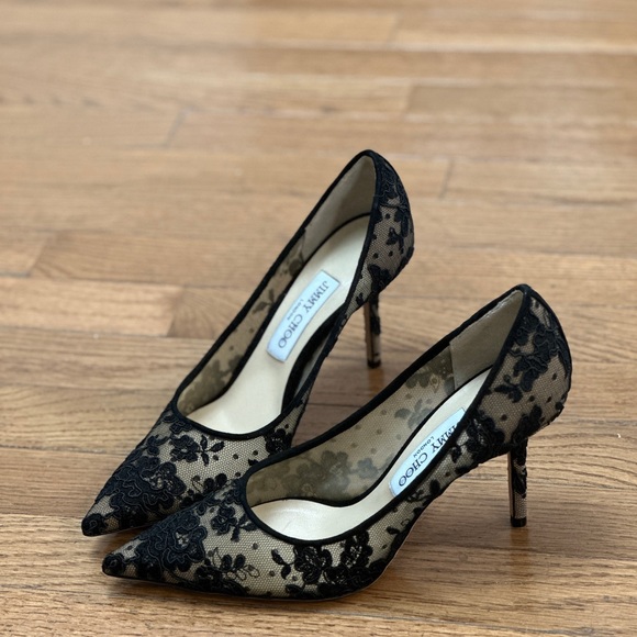 JIMMY CHOO Love 85 leather-trimmed lace pumps - Picture 3 of 4